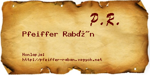 Pfeiffer Rabán névjegykártya